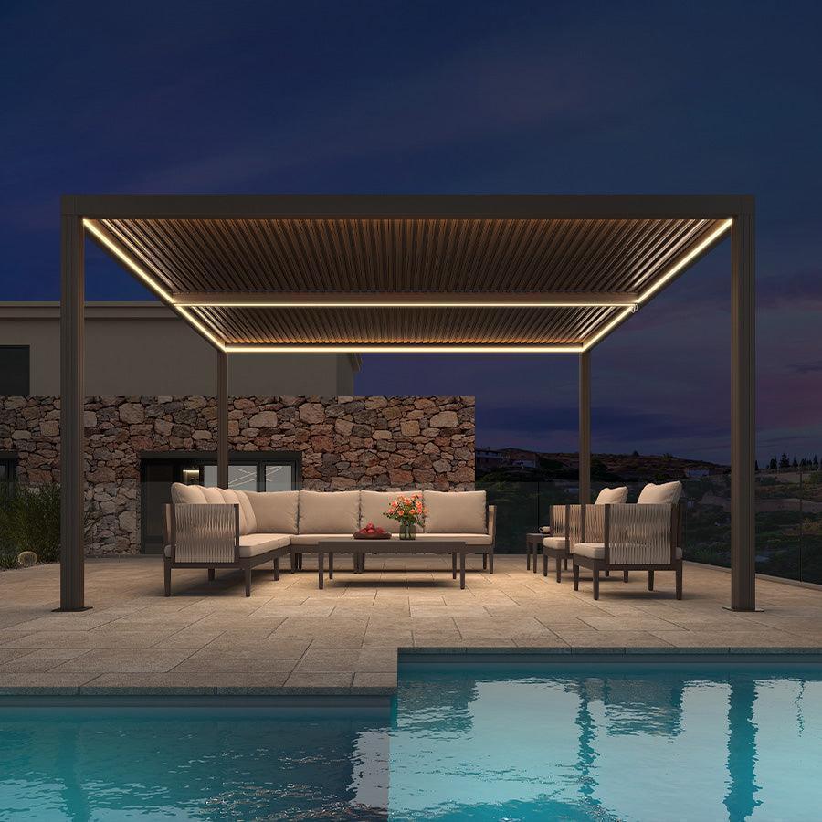 PURPLE LEAF Athena Louvered Pergola Bronze Outdoor Aluminum Pergola with Strip Lights Adjustable Gazebo for Patio Deck Garden - Image 6