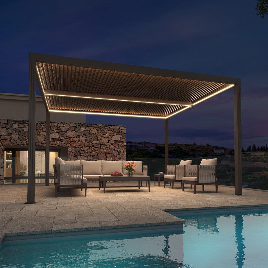 PURPLE LEAF Athena Louvered Pergola Bronze Outdoor Aluminum Pergola with Strip Lights Adjustable Gazebo for Patio Deck Garden - Image 7