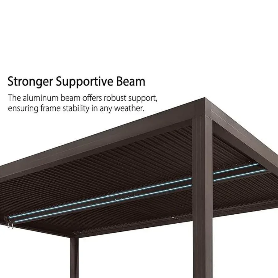 PURPLE LEAF Athena Louvered Pergola Grey Outdoor Aluminum Pergola with Roller Blind Adjustable Gazebo for Patio Deck Garden - Image 10