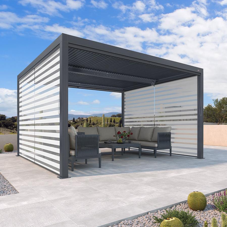 PURPLE LEAF Athena Louvered Pergola Grey Outdoor Aluminum Pergola with Roller Blind Adjustable Gazebo for Patio Deck Garden - Image 20