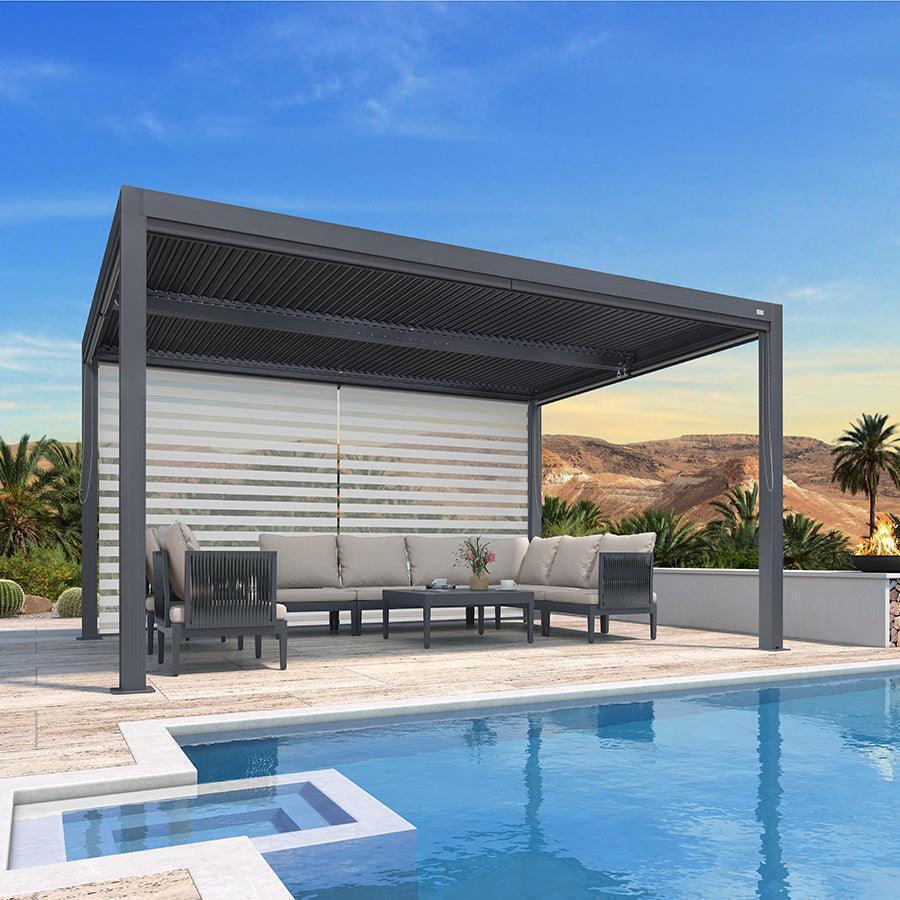 PURPLE LEAF Athena Louvered Pergola Grey Outdoor Aluminum Pergola with Roller Blind Adjustable Gazebo for Patio Deck Garden - Image 21