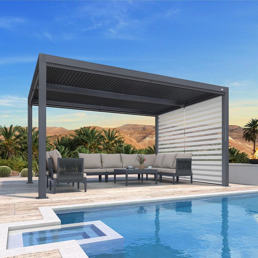 PURPLE LEAF Athena Louvered Pergola Grey Outdoor Aluminum Pergola with Roller Blind Adjustable Gazebo for Patio Deck Garden - Image 22