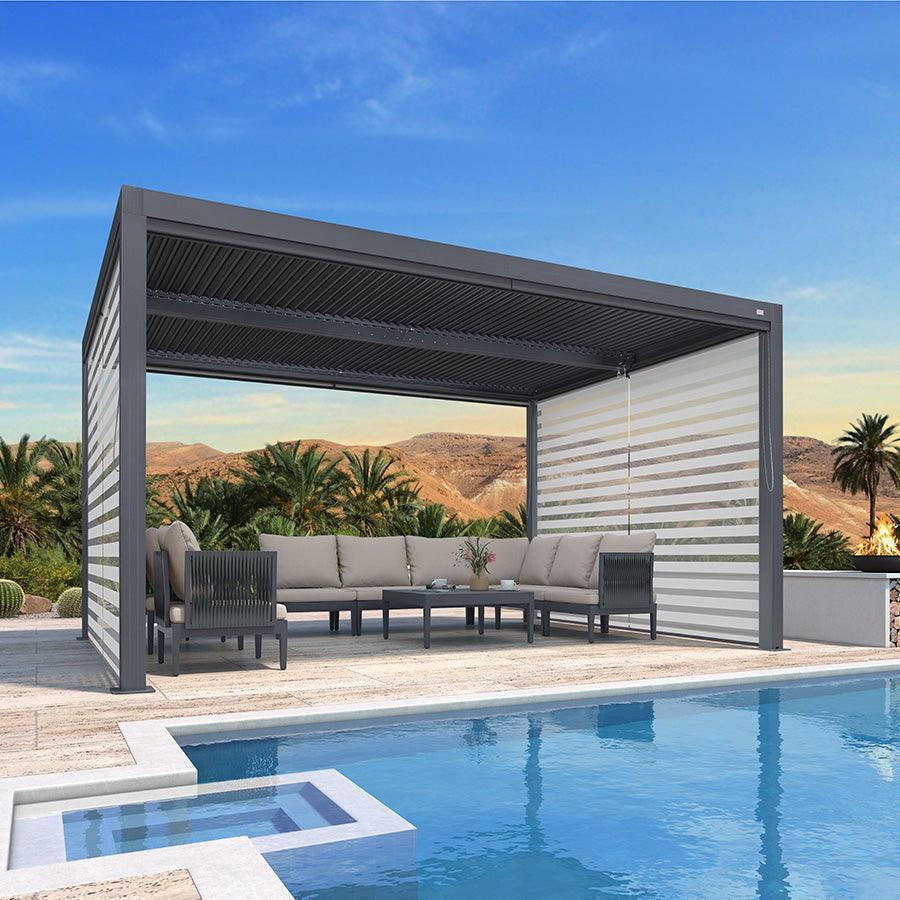 PURPLE LEAF Athena Louvered Pergola Grey Outdoor Aluminum Pergola with Roller Blind Adjustable Gazebo for Patio Deck Garden - Image 25