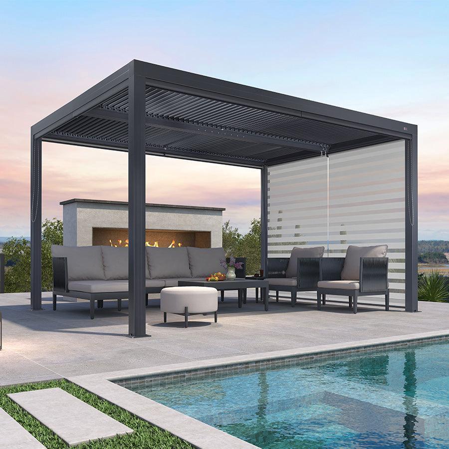 PURPLE LEAF Athena Louvered Pergola Grey Outdoor Aluminum Pergola with Roller Blind Adjustable Gazebo for Patio Deck Garden - Image 27