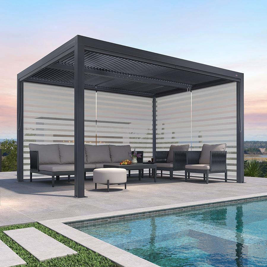 PURPLE LEAF Athena Louvered Pergola Grey Outdoor Aluminum Pergola with Roller Blind Adjustable Gazebo for Patio Deck Garden - Image 28