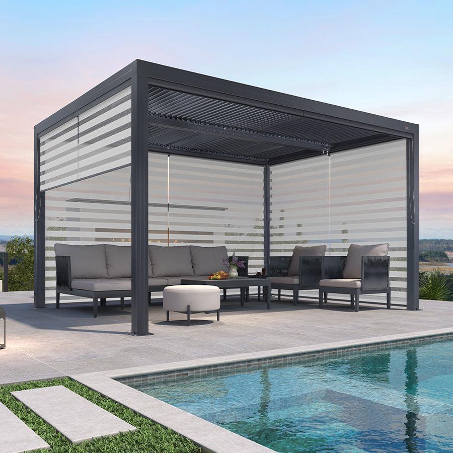 PURPLE LEAF Athena Louvered Pergola Grey Outdoor Aluminum Pergola with Roller Blind Adjustable Gazebo for Patio Deck Garden - Image 29