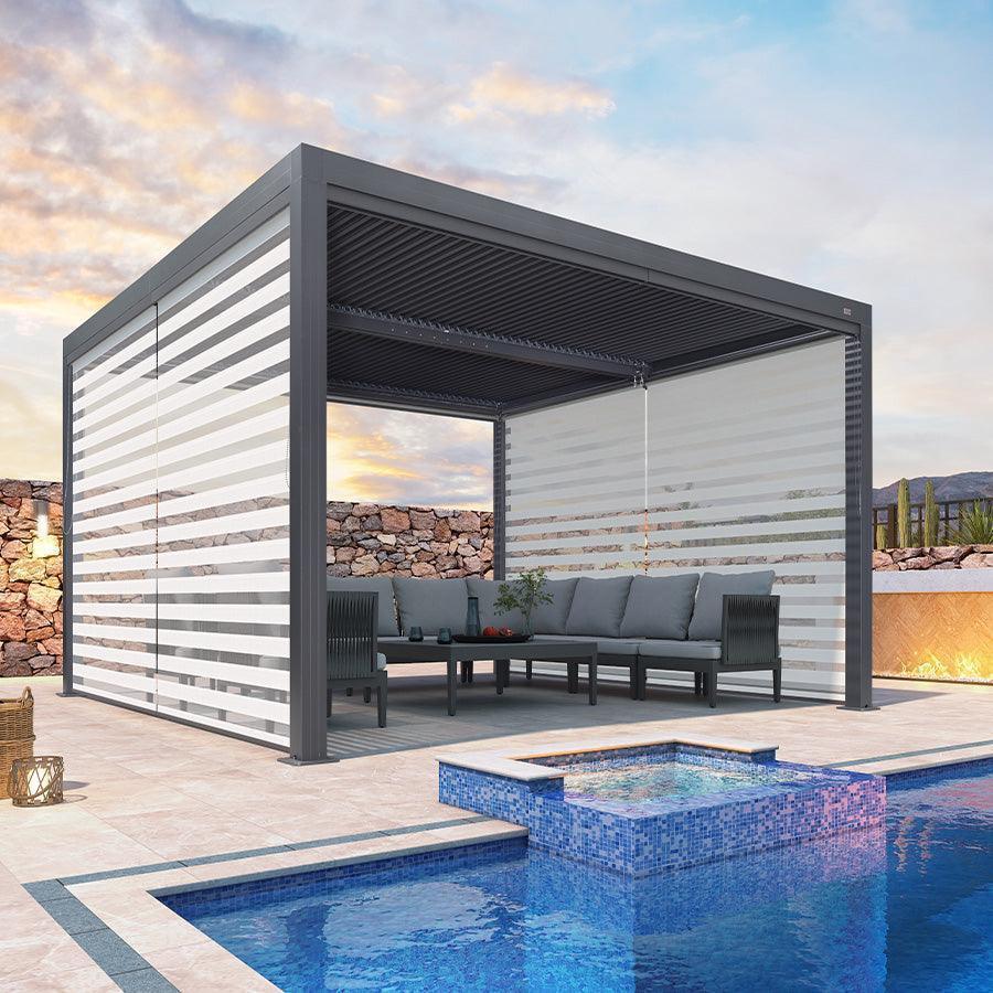 PURPLE LEAF Athena Louvered Pergola Grey Outdoor Aluminum Pergola with Roller Blind Adjustable Gazebo for Patio Deck Garden - Image 40