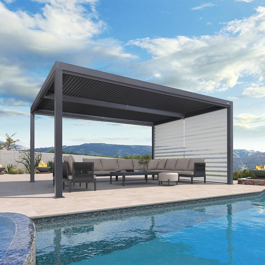 PURPLE LEAF Athena Louvered Pergola Grey Outdoor Aluminum Pergola with Roller Blind Adjustable Gazebo for Patio Deck Garden - Image 46