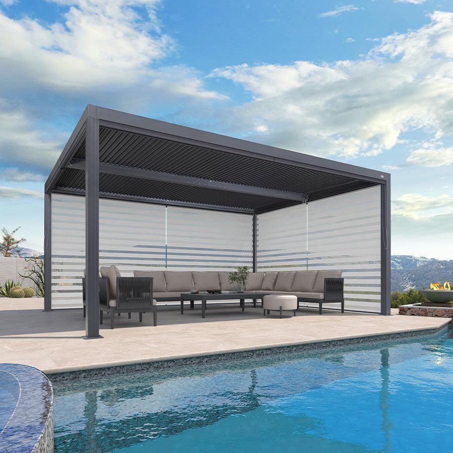 PURPLE LEAF Athena Louvered Pergola Grey Outdoor Aluminum Pergola with Roller Blind Adjustable Gazebo for Patio Deck Garden - Image 47