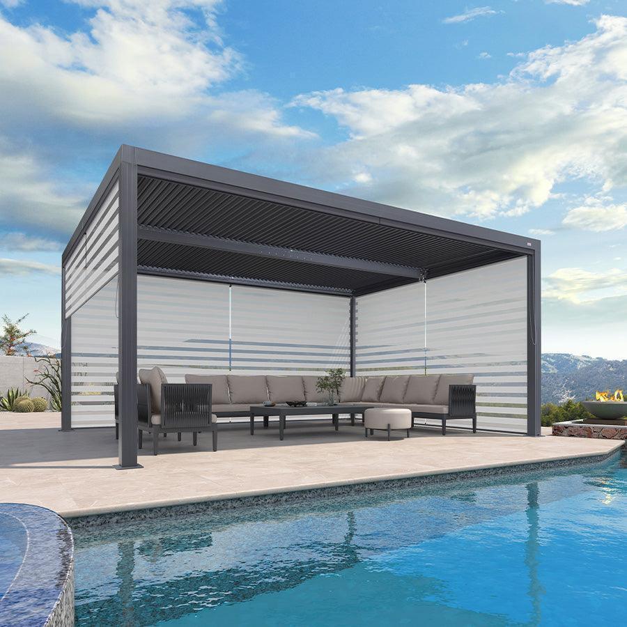 PURPLE LEAF Athena Louvered Pergola Grey Outdoor Aluminum Pergola with Roller Blind Adjustable Gazebo for Patio Deck Garden - Image 48