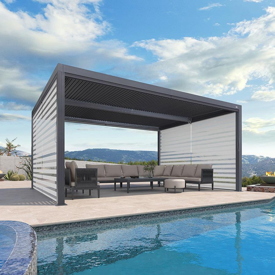 PURPLE LEAF Athena Louvered Pergola Grey Outdoor Aluminum Pergola with Roller Blind Adjustable Gazebo for Patio Deck Garden - Image 49