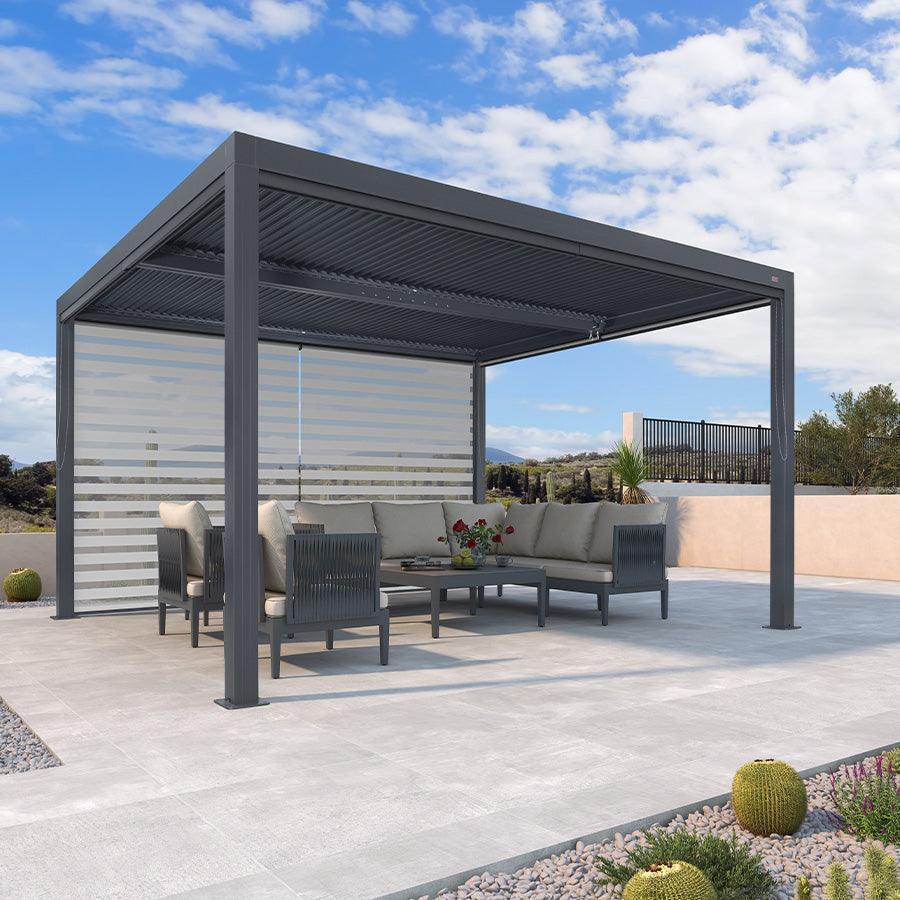 PURPLE LEAF Athena Louvered Pergola Grey Outdoor Aluminum Pergola with Roller Blind Adjustable Gazebo for Patio Deck Garden - Image 55
