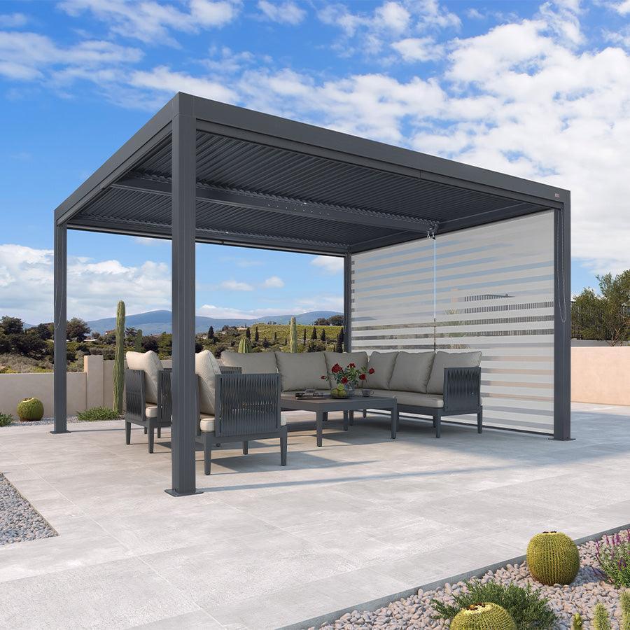 PURPLE LEAF Athena Louvered Pergola Grey Outdoor Aluminum Pergola with Roller Blind Adjustable Gazebo for Patio Deck Garden - Image 56