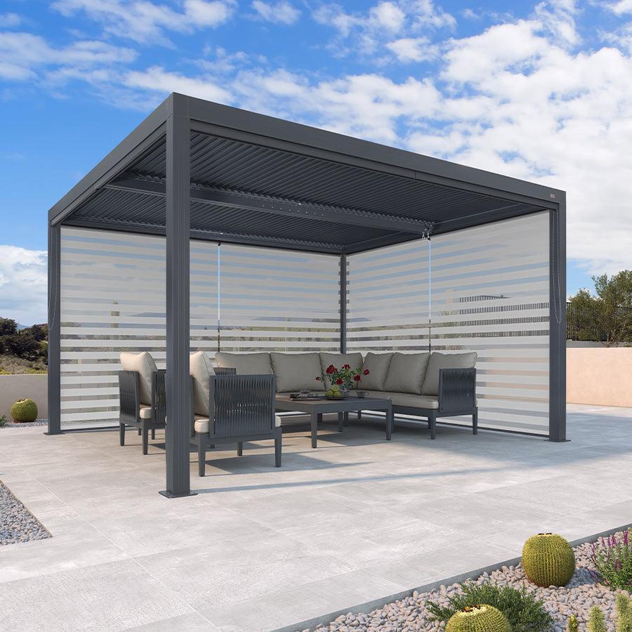 PURPLE LEAF Athena Louvered Pergola Grey Outdoor Aluminum Pergola with Roller Blind Adjustable Gazebo for Patio Deck Garden - Image 57