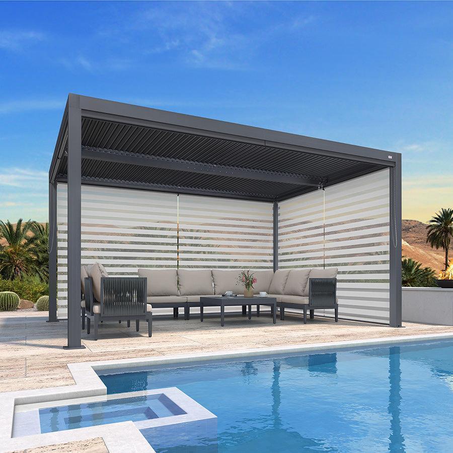 PURPLE LEAF Athena Louvered Pergola Grey Outdoor Aluminum Pergola with Roller Blind Adjustable Gazebo for Patio Deck Garden - Image 62