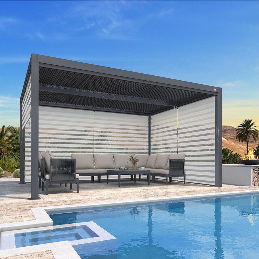 PURPLE LEAF Athena Louvered Pergola Grey Outdoor Aluminum Pergola with Roller Blind Adjustable Gazebo for Patio Deck Garden - Image 63