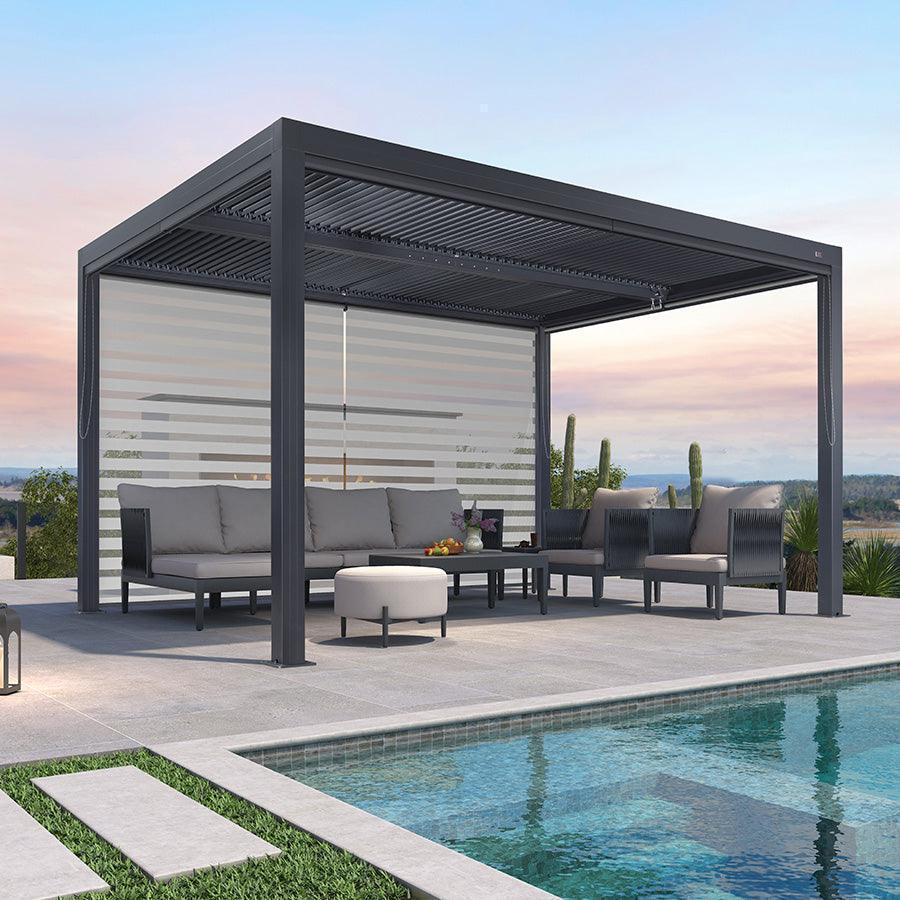 PURPLE LEAF Athena Louvered Pergola Grey Outdoor Aluminum Pergola with Roller Blind Adjustable Gazebo for Patio Deck Garden - Image 65