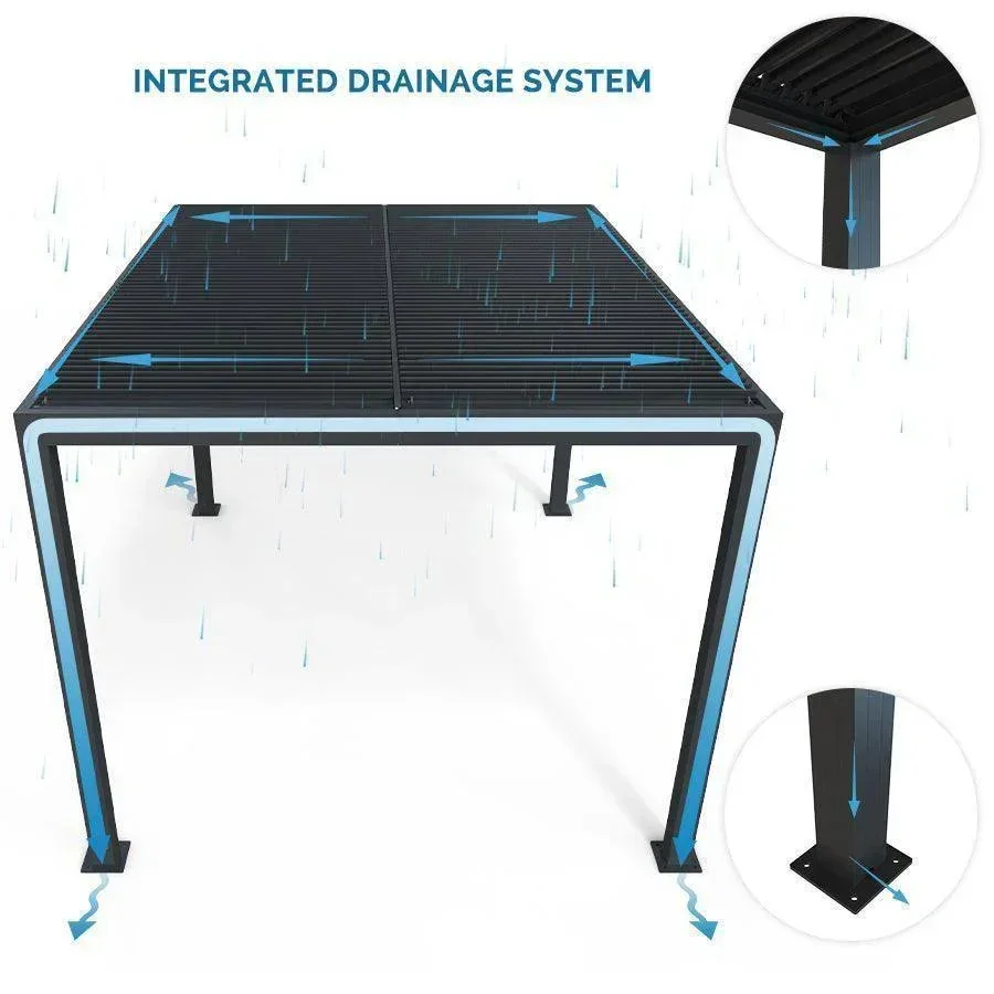 PURPLE LEAF Athena Louvered Pergola Grey Outdoor Aluminum Pergola with Roller Blind Adjustable Gazebo for Patio Deck Garden - Image 71