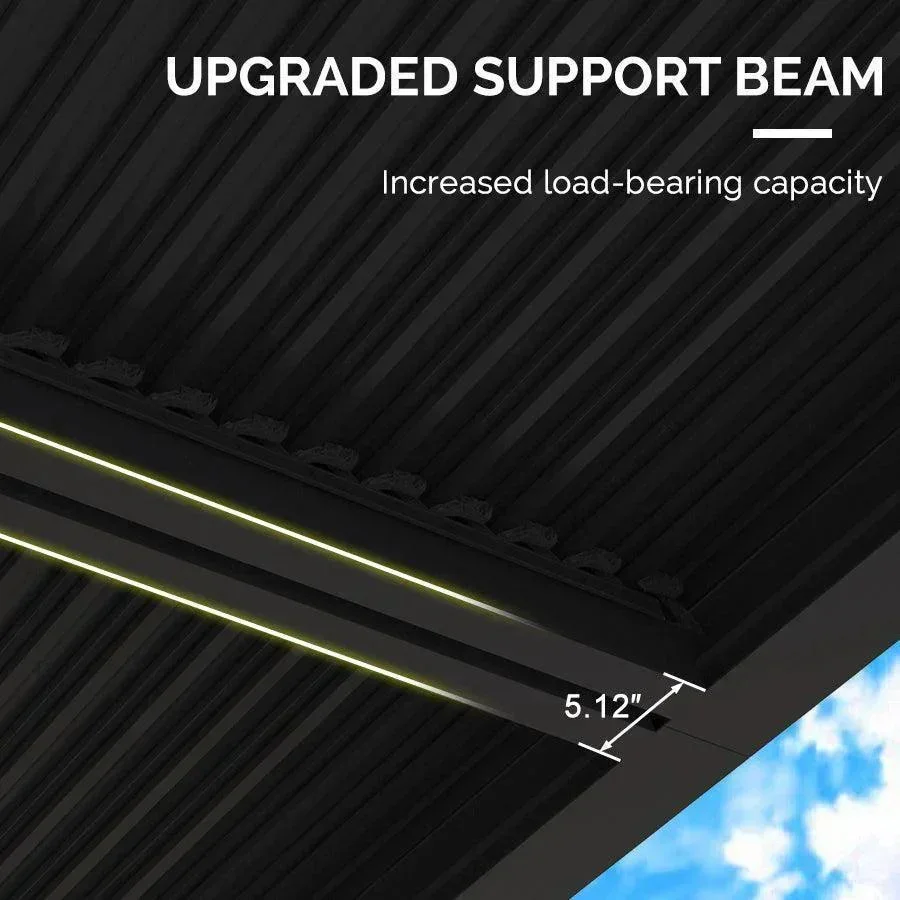 PURPLE LEAF Athena Louvered Pergola Grey Outdoor Aluminum Pergola with Roller Blind Adjustable Gazebo for Patio Deck Garden - Image 72