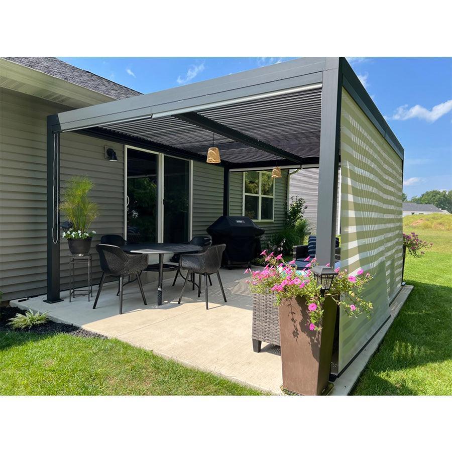 PURPLE LEAF Athena Louvered Pergola Grey Outdoor Aluminum Pergola with Roller Blind Adjustable Gazebo for Patio Deck Garden - Image 81