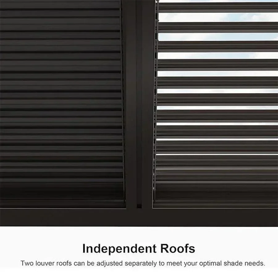 PURPLE LEAF Athena Louvered Pergola Grey Outdoor Aluminum Pergola with Roller Blind Adjustable Gazebo for Patio Deck Garden - Image 9