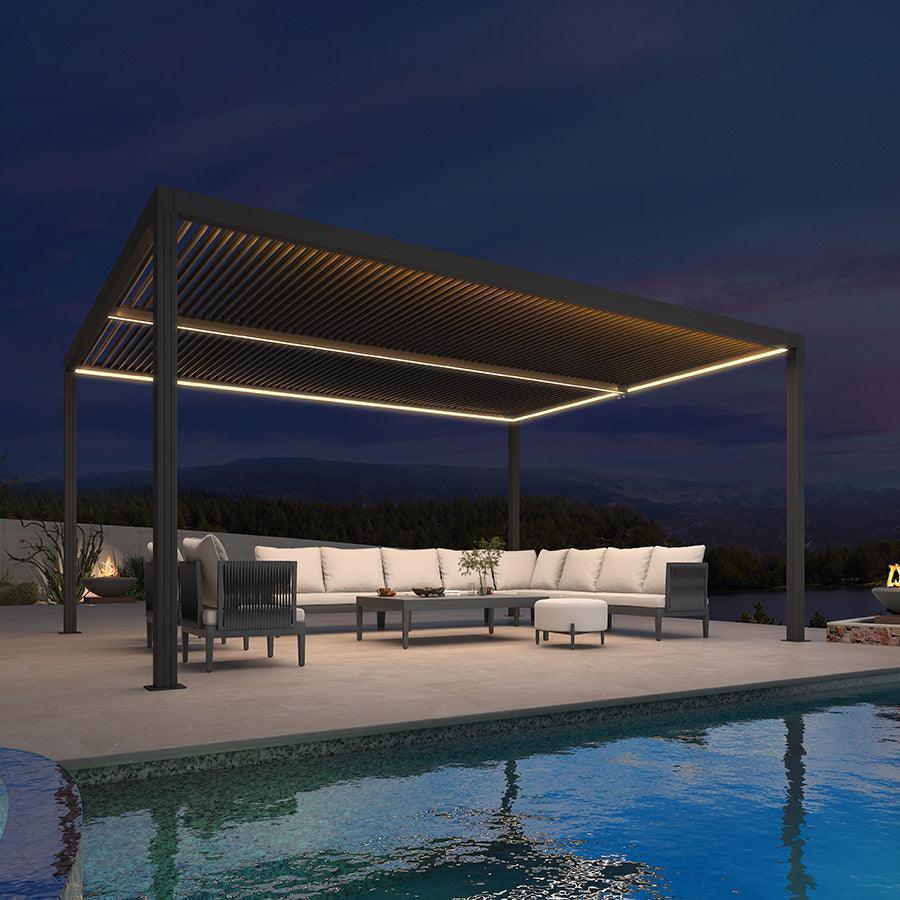 PURPLE LEAF Athena Louvered Pergola Grey Outdoor Aluminum Pergola with Strip Lights Adjustable Gazebo for Patio Deck Garden - Image 13