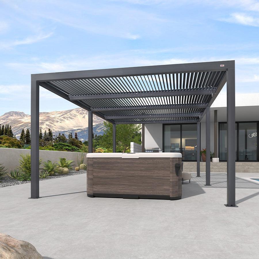 PURPLE LEAF Athena Louvered Pergola Grey Outdoor Aluminum Pergola with Strip Lights Adjustable Gazebo for Patio Deck Garden - Image 15