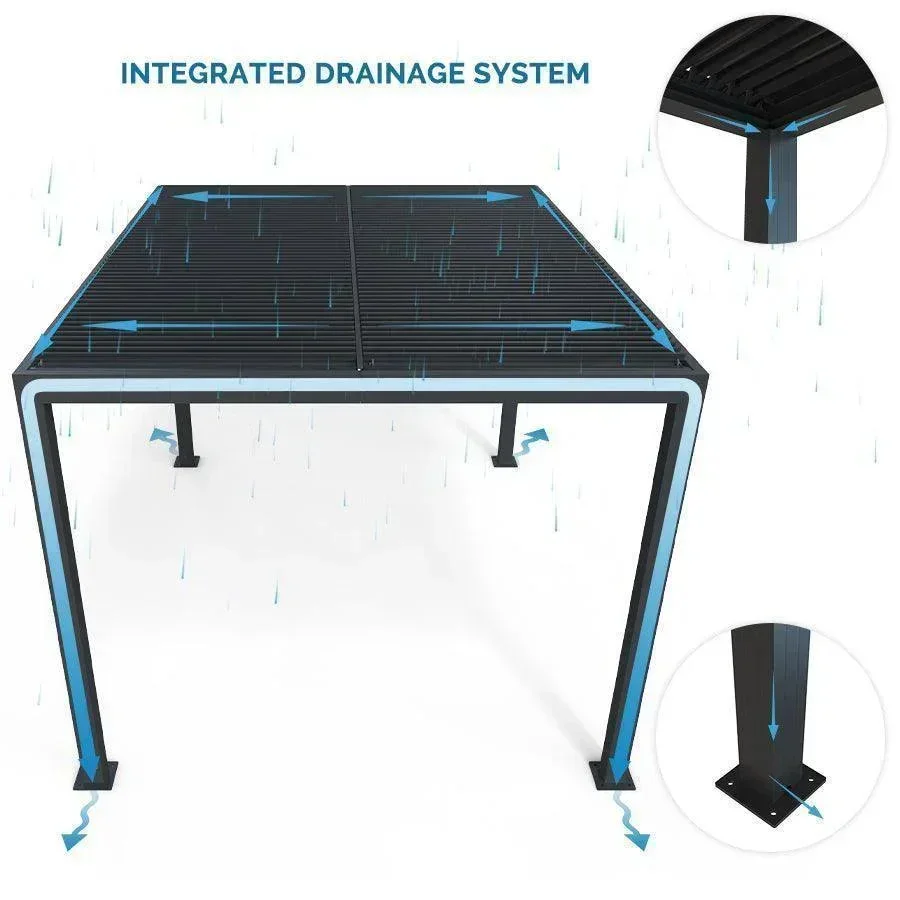 PURPLE LEAF Athena Louvered Pergola Grey Outdoor Aluminum Pergola with Strip Lights Adjustable Gazebo for Patio Deck Garden - Image 19