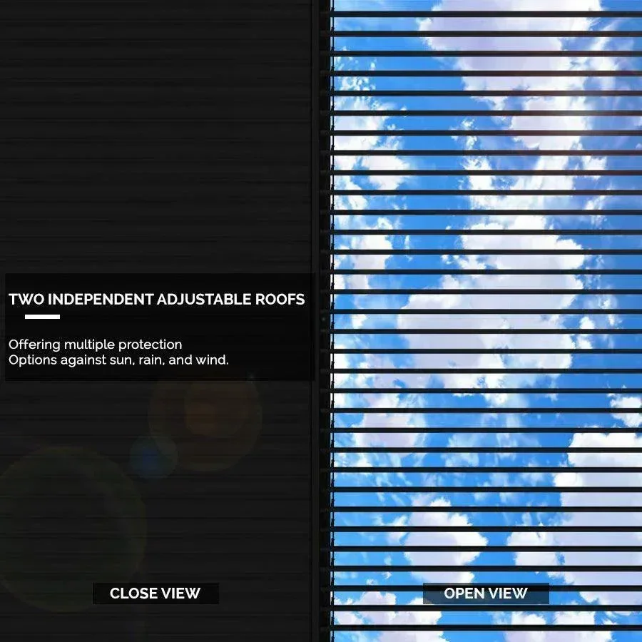 PURPLE LEAF Athena Louvered Pergola Grey Outdoor Aluminum Pergola with Strip Lights Adjustable Gazebo for Patio Deck Garden - Image 20