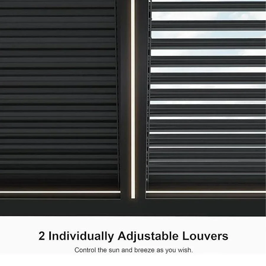 PURPLE LEAF Athena Louvered Pergola Grey Outdoor Aluminum Pergola with Strip Lights Adjustable Gazebo for Patio Deck Garden - Image 26