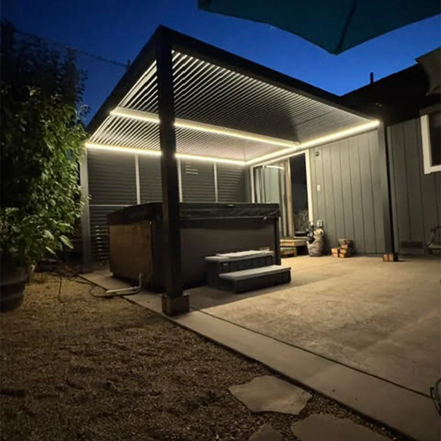 PURPLE LEAF Athena Louvered Pergola Grey Outdoor Aluminum Pergola with Strip Lights Adjustable Gazebo for Patio Deck Garden - Image 27