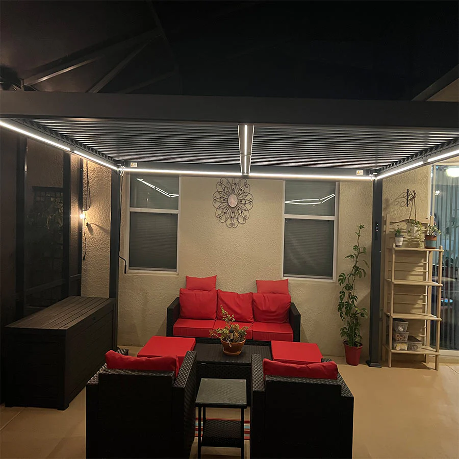 PURPLE LEAF Athena Louvered Pergola Grey Outdoor Aluminum Pergola with Strip Lights Adjustable Gazebo for Patio Deck Garden - Image 28