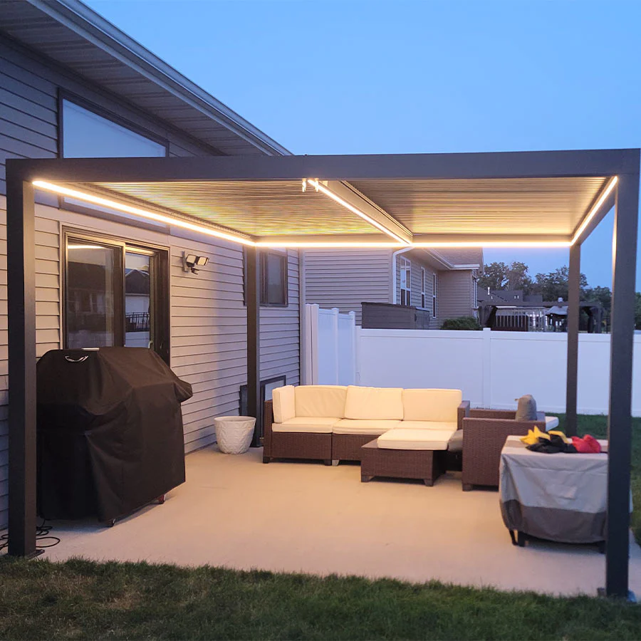 PURPLE LEAF Athena Louvered Pergola Grey Outdoor Aluminum Pergola with Strip Lights Adjustable Gazebo for Patio Deck Garden - Image 29