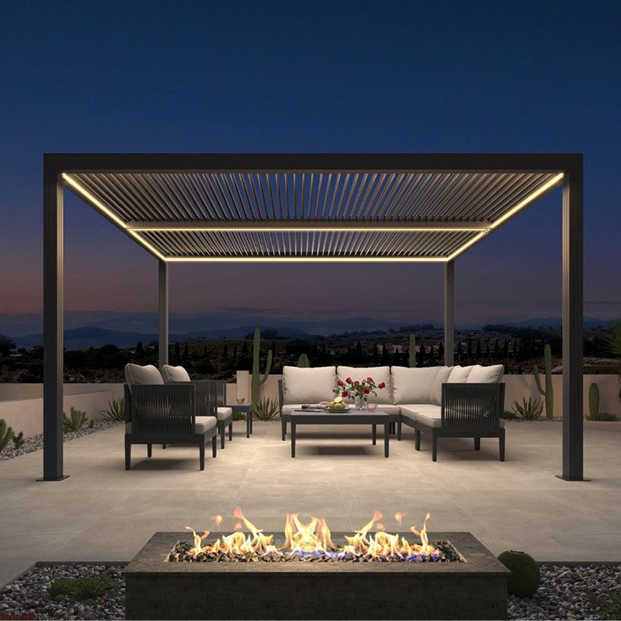 PURPLE LEAF Athena Louvered Pergola Grey Outdoor Aluminum Pergola with Strip Lights Adjustable Gazebo for Patio Deck Garden - Image 3