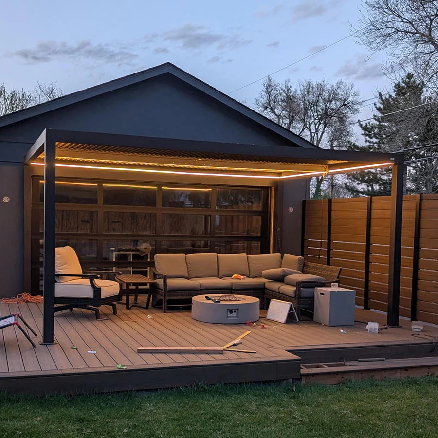 PURPLE LEAF Athena Louvered Pergola Grey Outdoor Aluminum Pergola with Strip Lights Adjustable Gazebo for Patio Deck Garden - Image 30