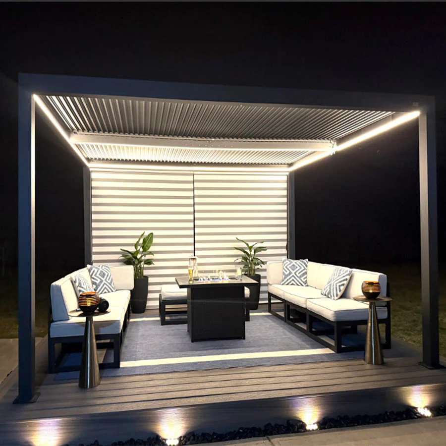 PURPLE LEAF Athena Louvered Pergola Grey Outdoor Aluminum Pergola with Strip Lights Adjustable Gazebo for Patio Deck Garden - Image 31