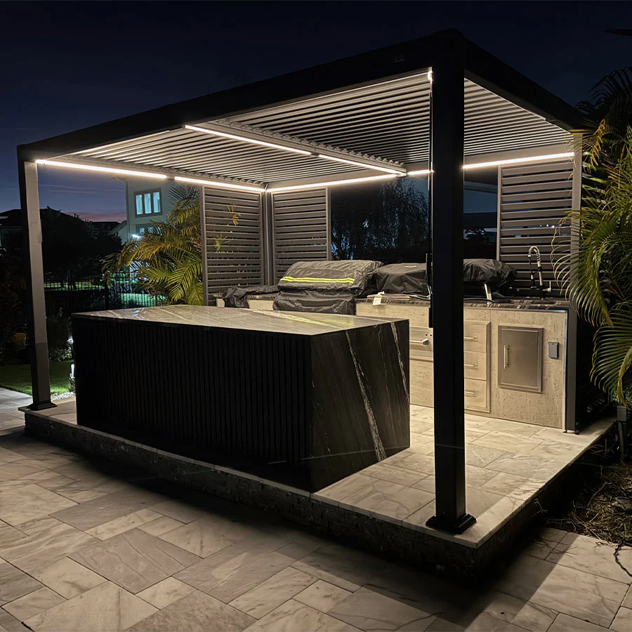 PURPLE LEAF Athena Louvered Pergola Grey Outdoor Aluminum Pergola with Strip Lights Adjustable Gazebo for Patio Deck Garden - Image 32