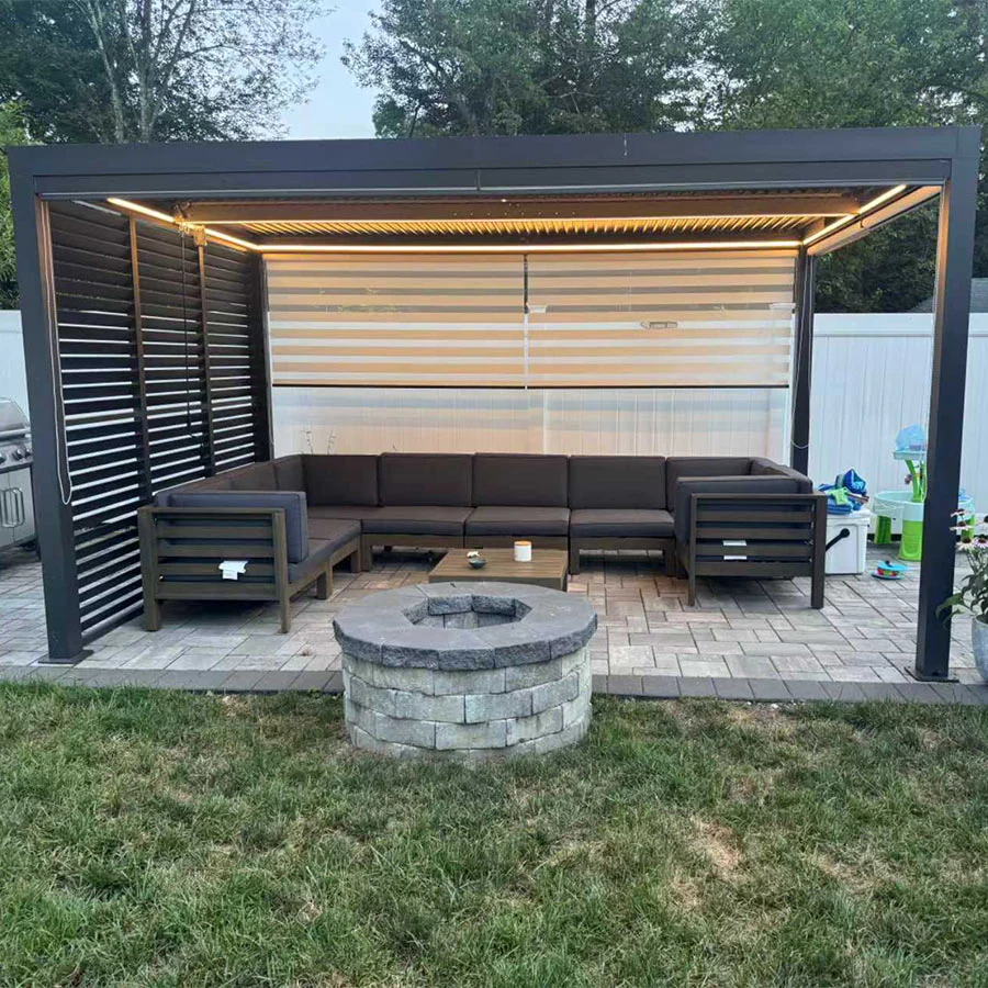 PURPLE LEAF Athena Louvered Pergola Grey Outdoor Aluminum Pergola with Strip Lights Adjustable Gazebo for Patio Deck Garden - Image 33