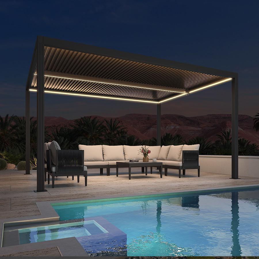 PURPLE LEAF Athena Louvered Pergola Grey Outdoor Aluminum Pergola with Strip Lights Adjustable Gazebo for Patio Deck Garden - Image 5