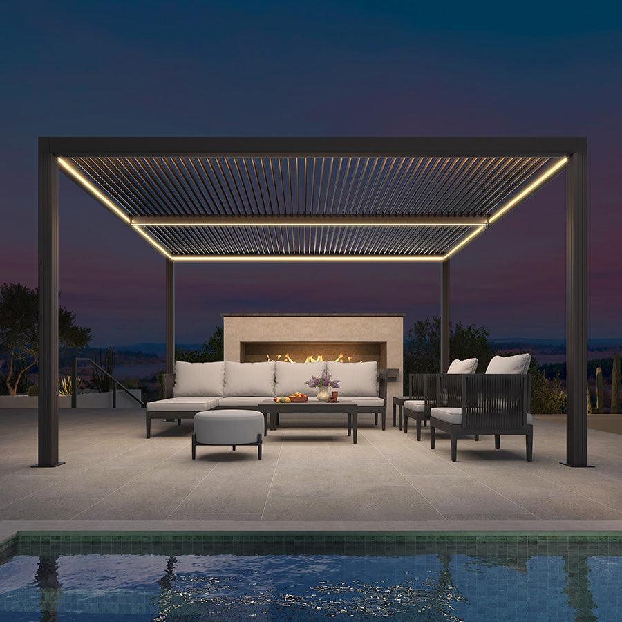 PURPLE LEAF Athena Louvered Pergola Grey Outdoor Aluminum Pergola with Strip Lights Adjustable Gazebo for Patio Deck Garden - Image 6