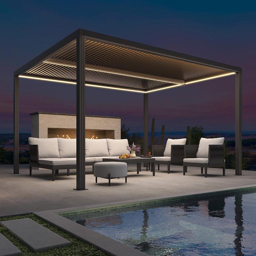 PURPLE LEAF Athena Louvered Pergola Grey Outdoor Aluminum Pergola with Strip Lights Adjustable Gazebo for Patio Deck Garden - Image 7