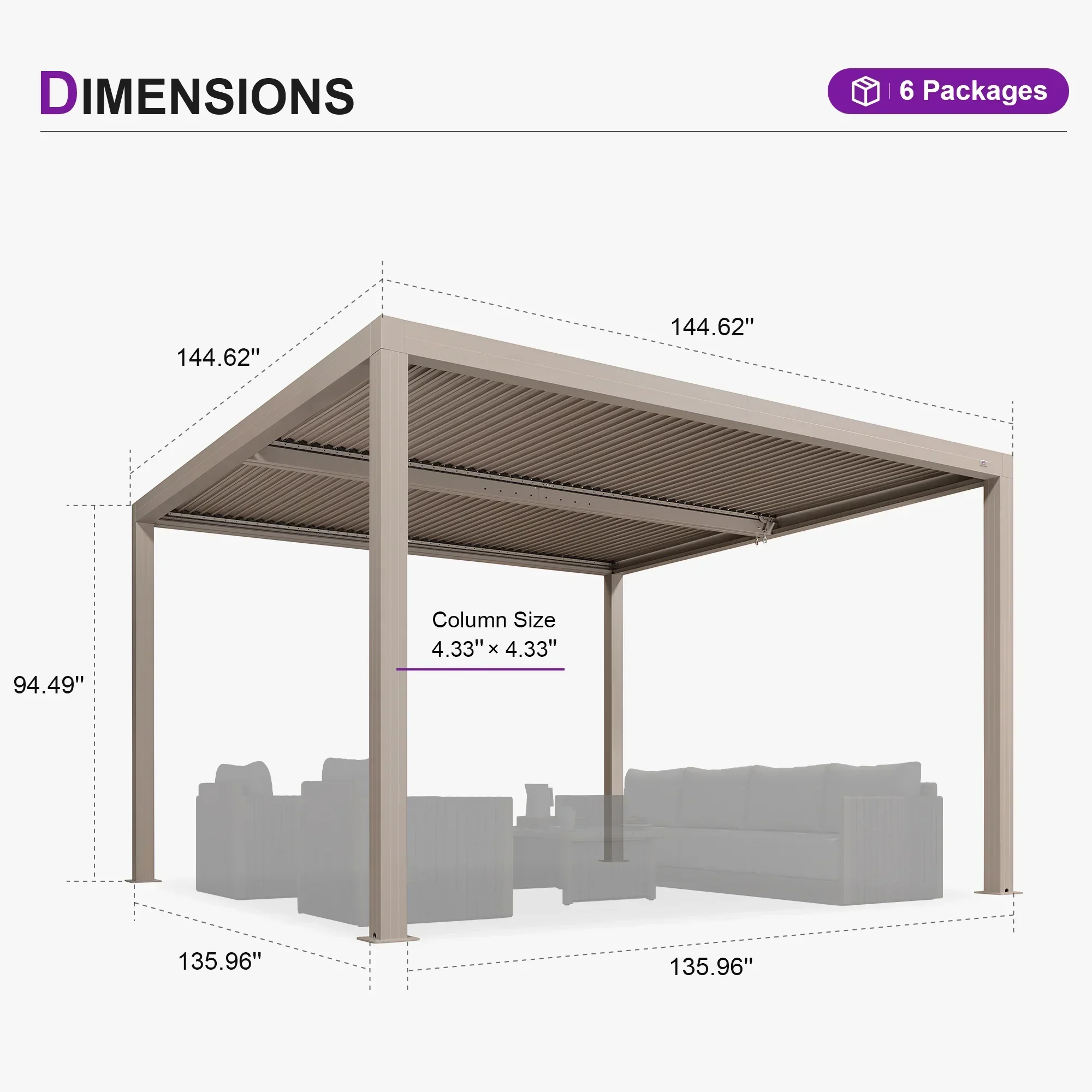 PURPLE LEAF Athena Louvered Pergola Modern Champagne Pergola with Adjustable Roof for Deck Backyard Garden - Image 21