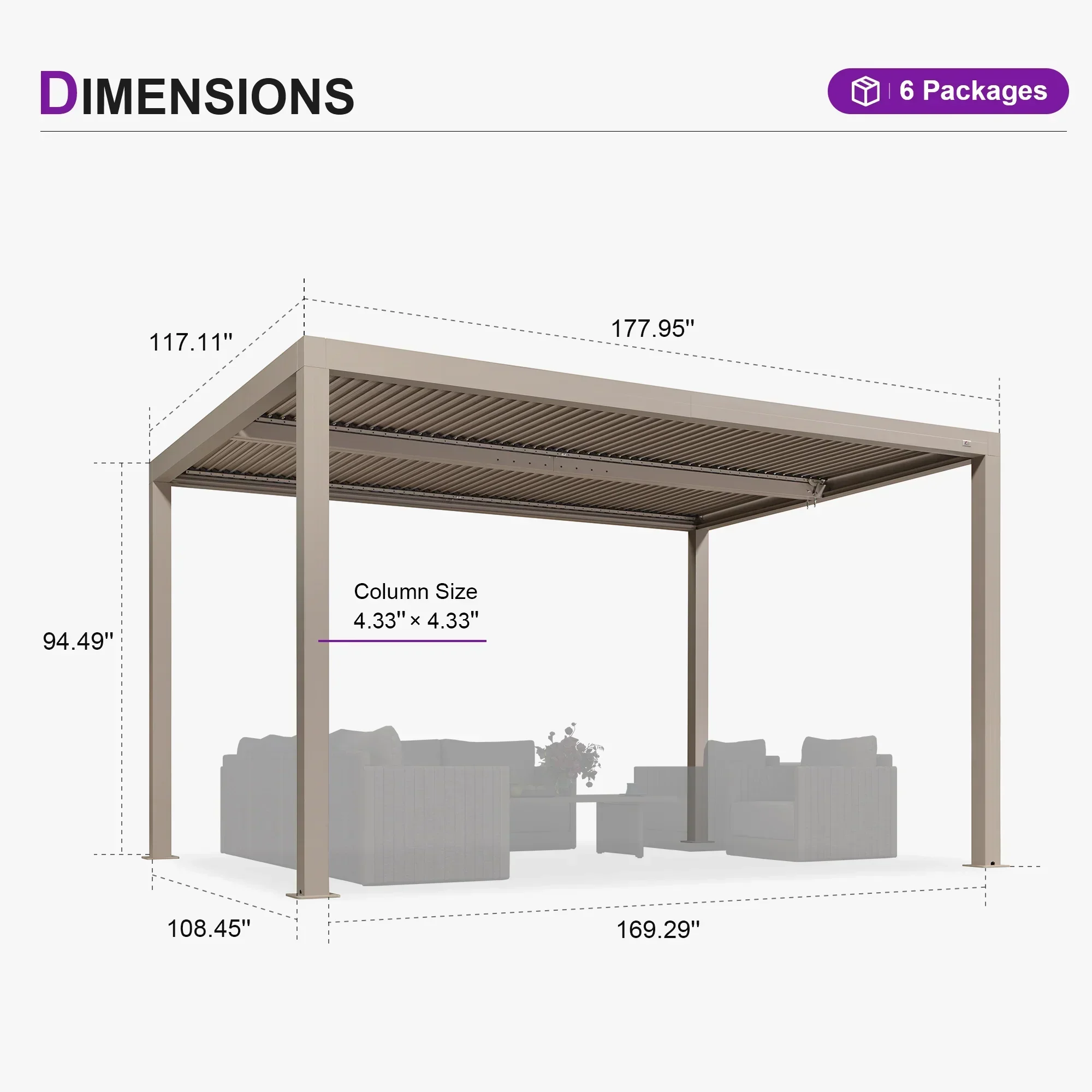 PURPLE LEAF Athena Louvered Pergola Modern Champagne Pergola with Adjustable Roof for Deck Backyard Garden - Image 22