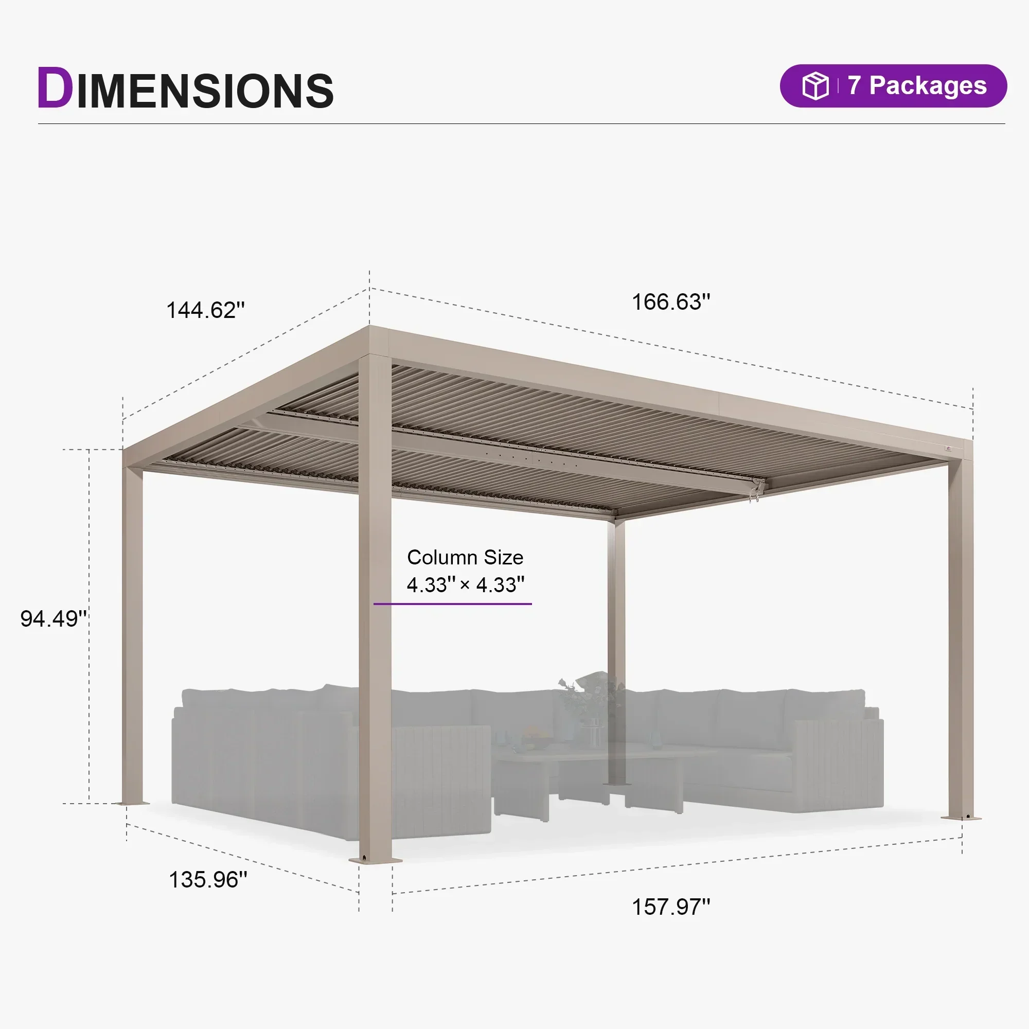 PURPLE LEAF Athena Louvered Pergola Modern Champagne Pergola with Adjustable Roof for Deck Backyard Garden - Image 23