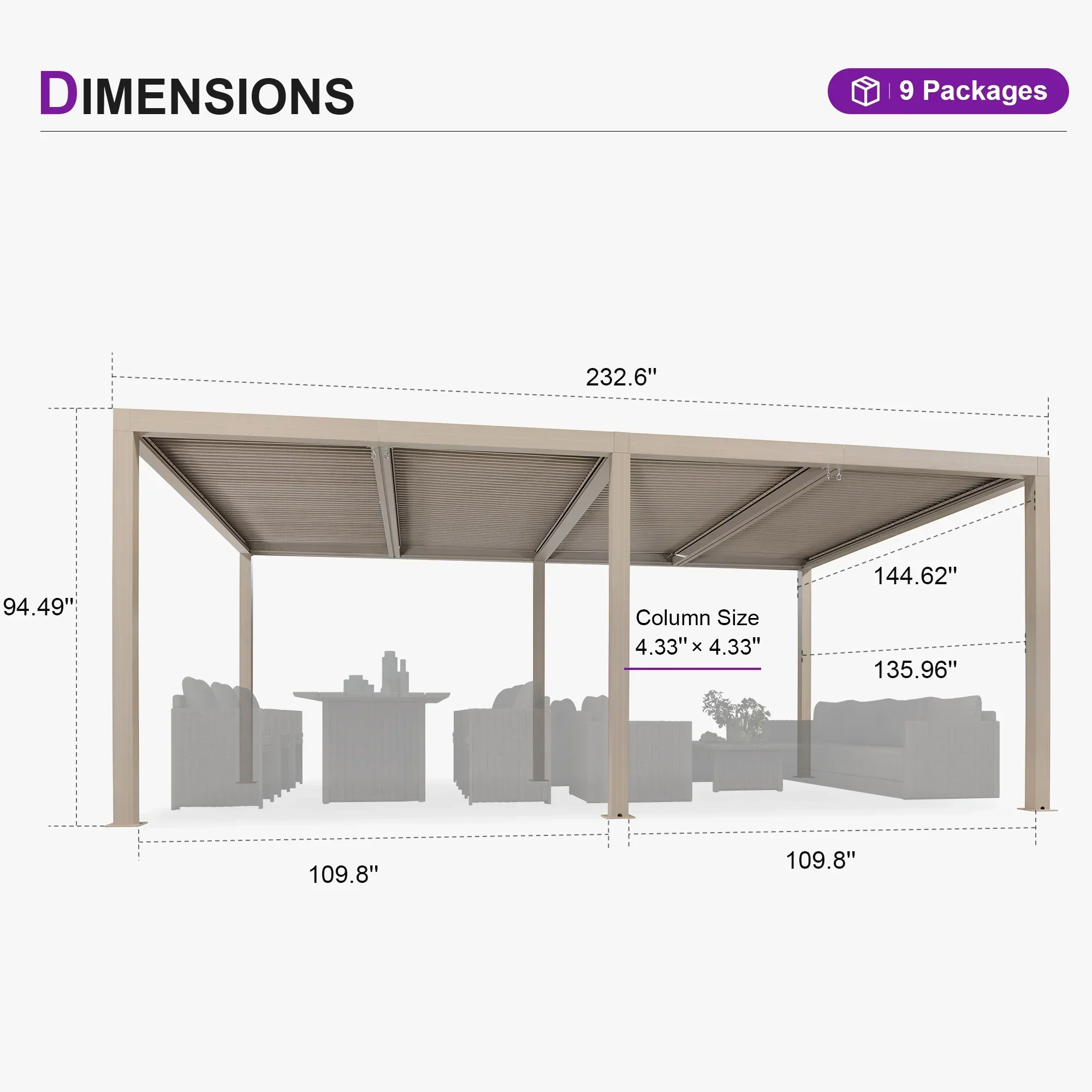 PURPLE LEAF Athena Louvered Pergola Modern Champagne Pergola with Adjustable Roof for Deck Backyard Garden - Image 24