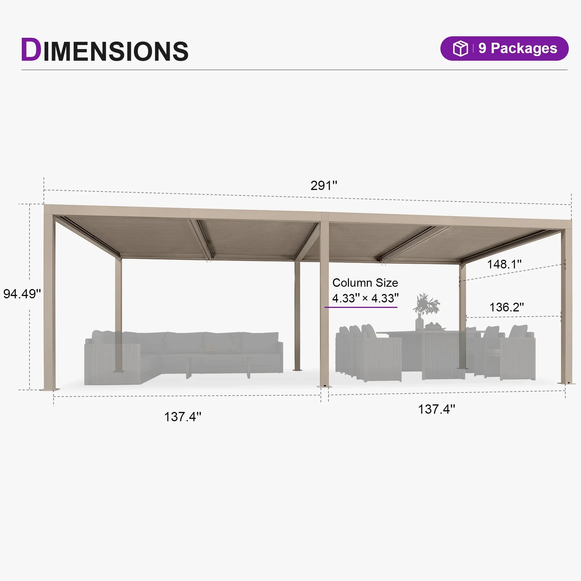 PURPLE LEAF Athena Louvered Pergola Modern Champagne Pergola with Adjustable Roof for Deck Backyard Garden - Image 25