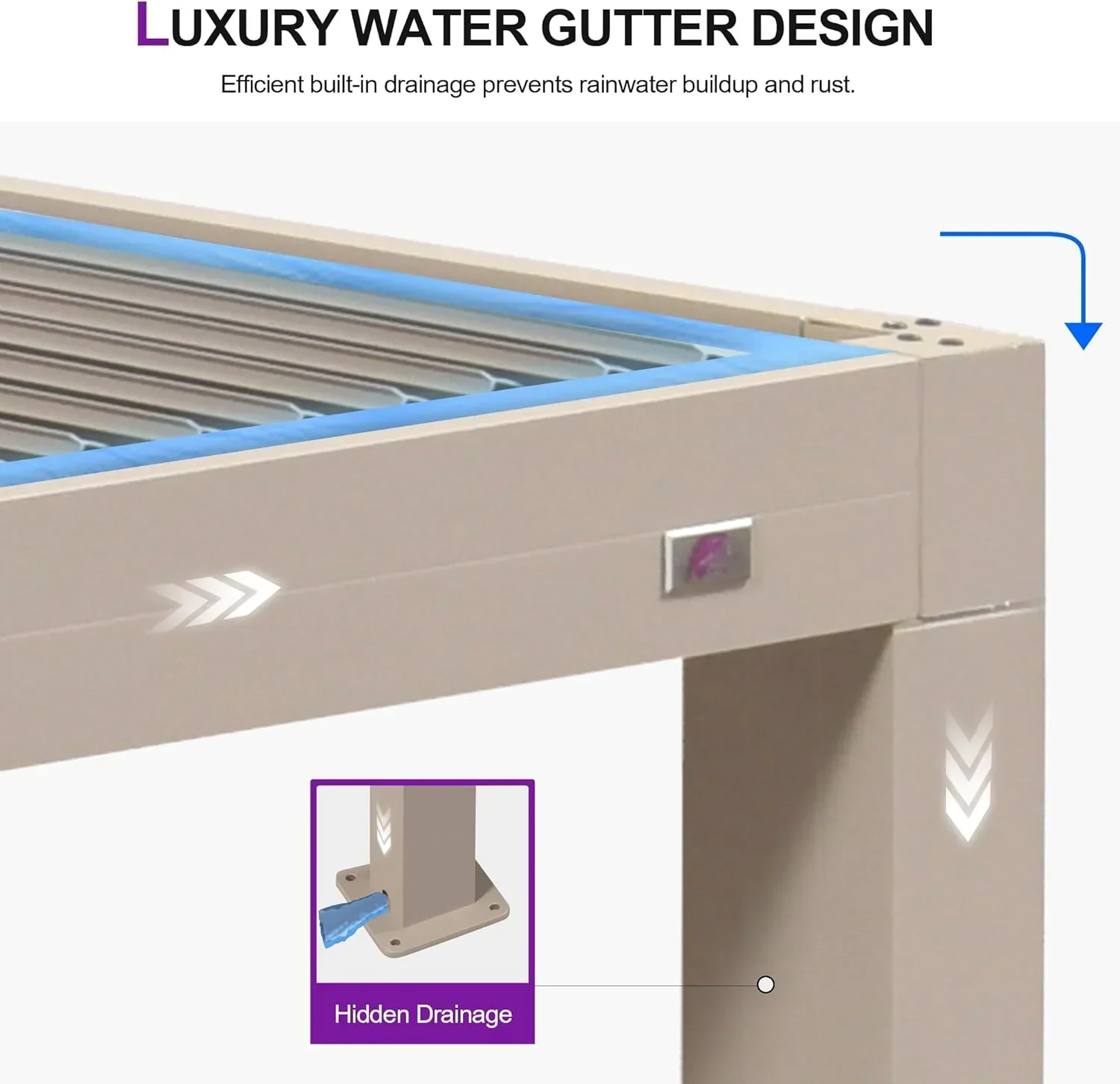 PURPLE LEAF Athena Louvered Pergola Modern Champagne Pergola with Adjustable Roof for Deck Backyard Garden - Image 28