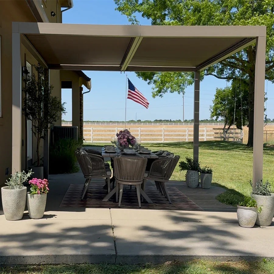 PURPLE LEAF Athena Louvered Pergola Modern Champagne Pergola with Adjustable Roof for Deck Backyard Garden - Image 38