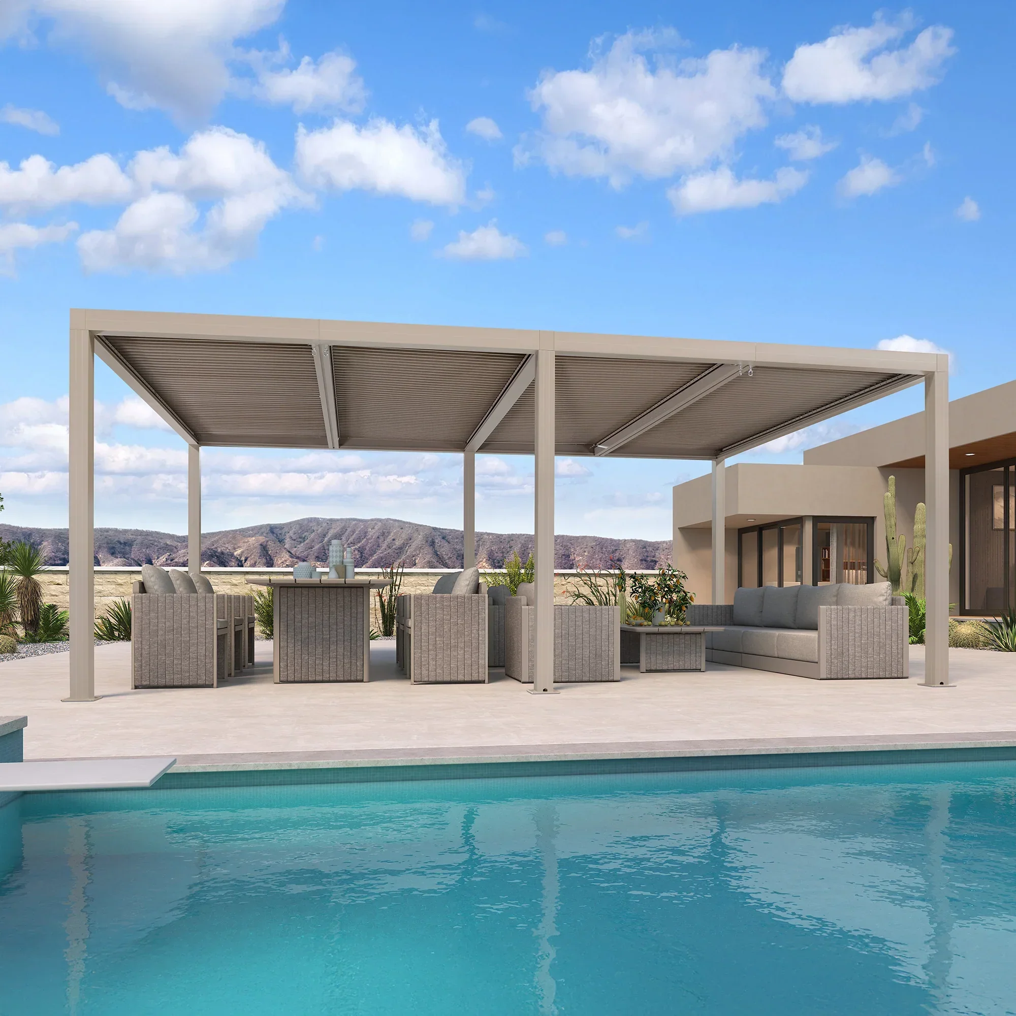 PURPLE LEAF Athena Louvered Pergola Modern Champagne Pergola with Adjustable Roof for Deck Backyard Garden - Image 4