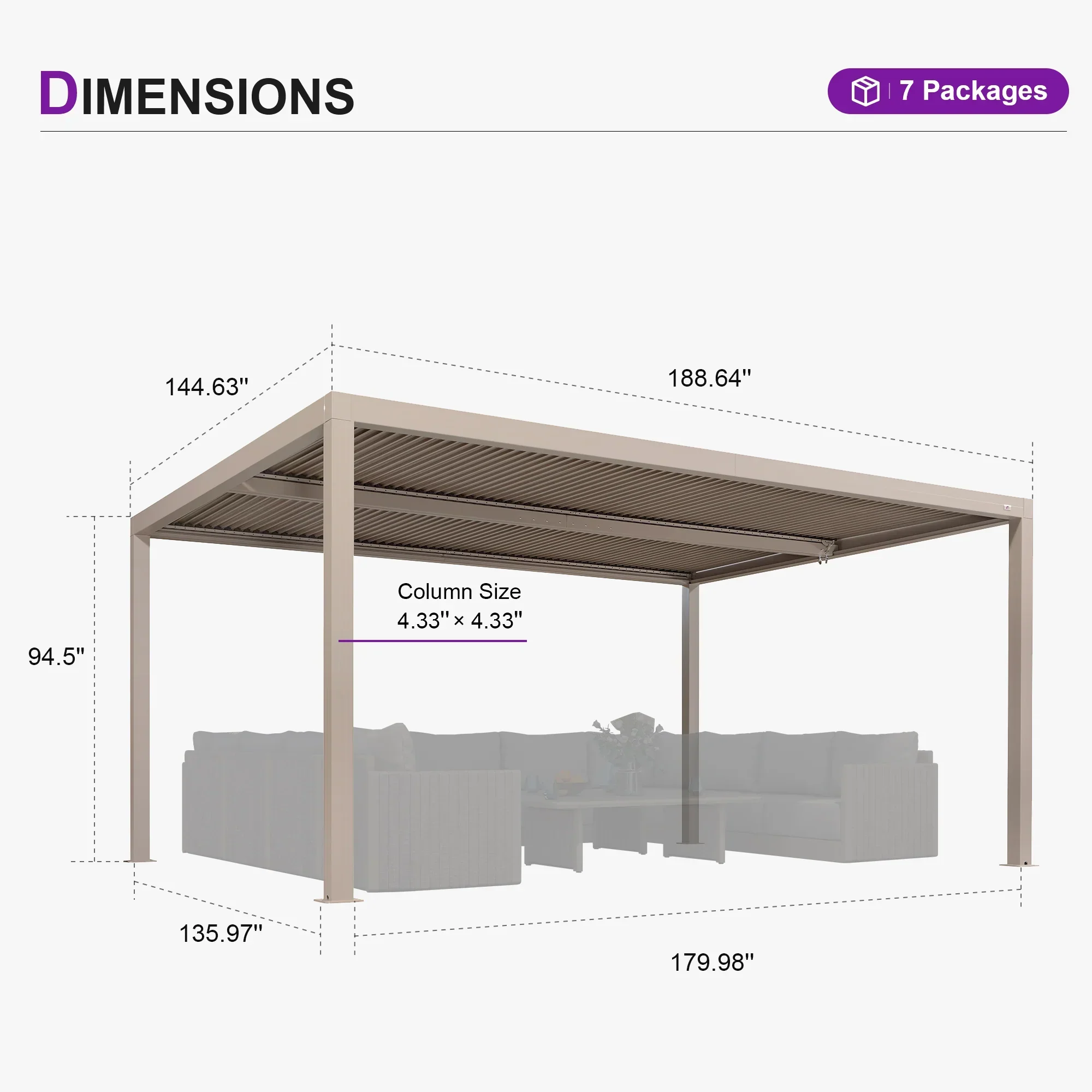 PURPLE LEAF Athena Louvered Pergola Modern Champagne Pergola with Adjustable Roof for Deck Backyard Garden - Image 40
